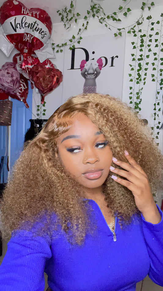 6x4 HD Kinky Curly Hightlight Glueless Closure