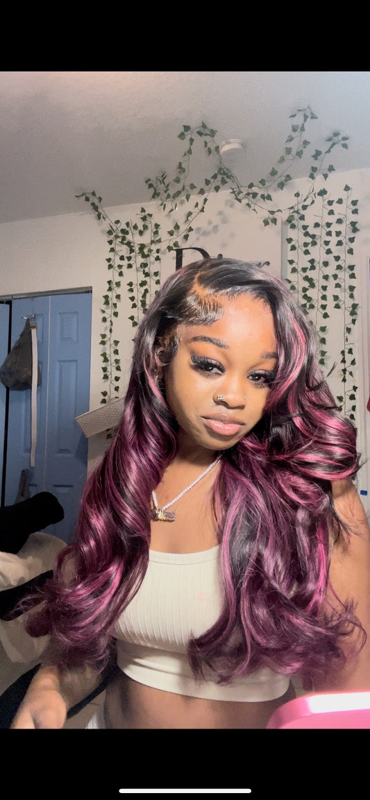 13x4 Purple Highlight Wig